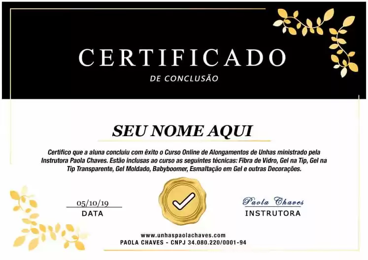 Certificado de Conclusão Curso Paola Chaves
